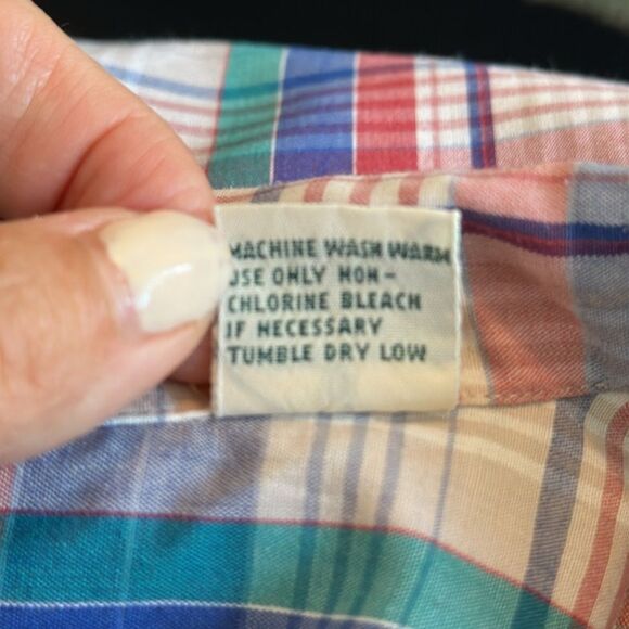 Vintage 80s/90s Foxcroft Multicolor Plaid Doublebreasted Shirt or Light Jacket - Picture 9 of 9